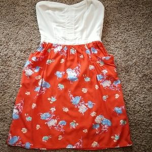 Xhilaration Strapless Floral Dress with Pockets